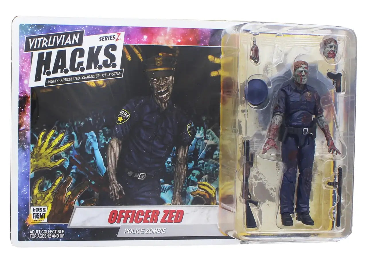 Action Figures and Collectibles by Boss Fight Studio - Vitruvian H.A.C.K.S. Action Figure: Series Z - OFFICER ZED with accessories in packaging