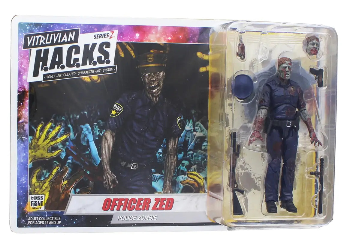 Action Figures and Collectibles by Boss Fight Studio - Vitruvian H.A.C.K.S. Action Figure: Series Z - OFFICER ZED with accessories in packaging