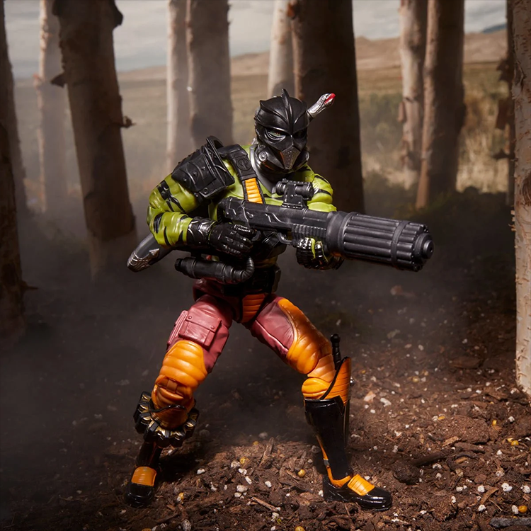 Hasbro G.I. Joe Classified Series Darklon 6-inch action figure in combat pose with detailed armor and weapon accessories