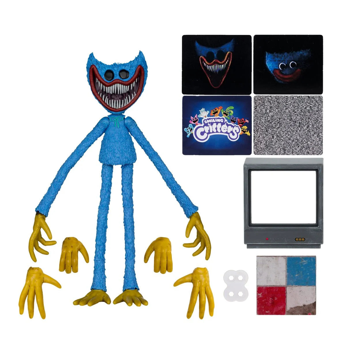 Nightmare Huggy Wuggy 7" McFarlane Action Figure Poppy Playtime Wave 2 by McFarlane Toys with blue figure and extra hands