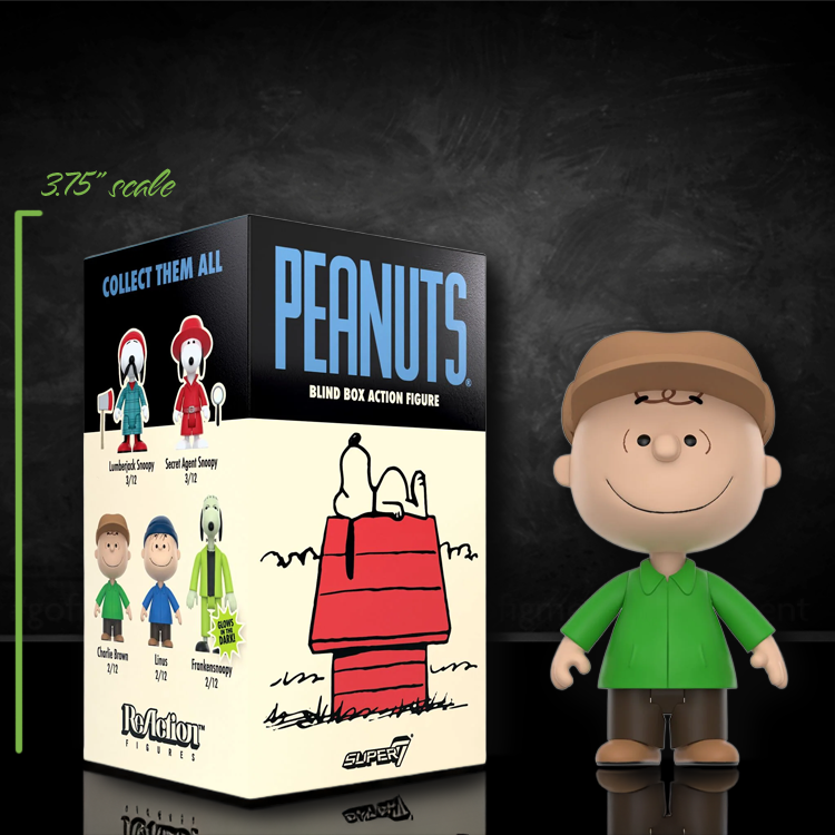 Charlie Brown in Green Coat Super7 Wave 4 Snoopy Action Figure 3.75 LOOSE image 0