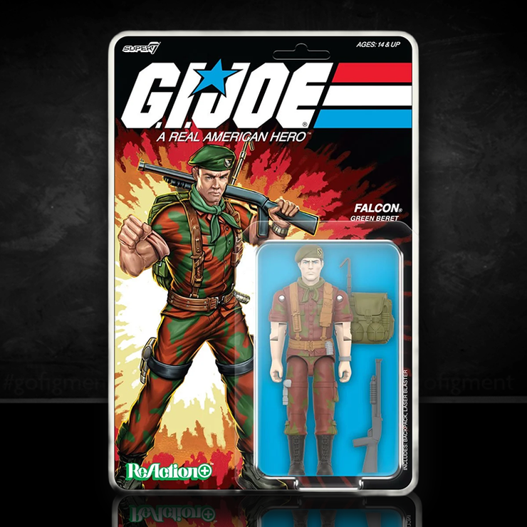 Lt. Falcon Action Figure GI Joe Reaction Plus Series Wave 4 1:18 with accessories in blister pack by Hasbro