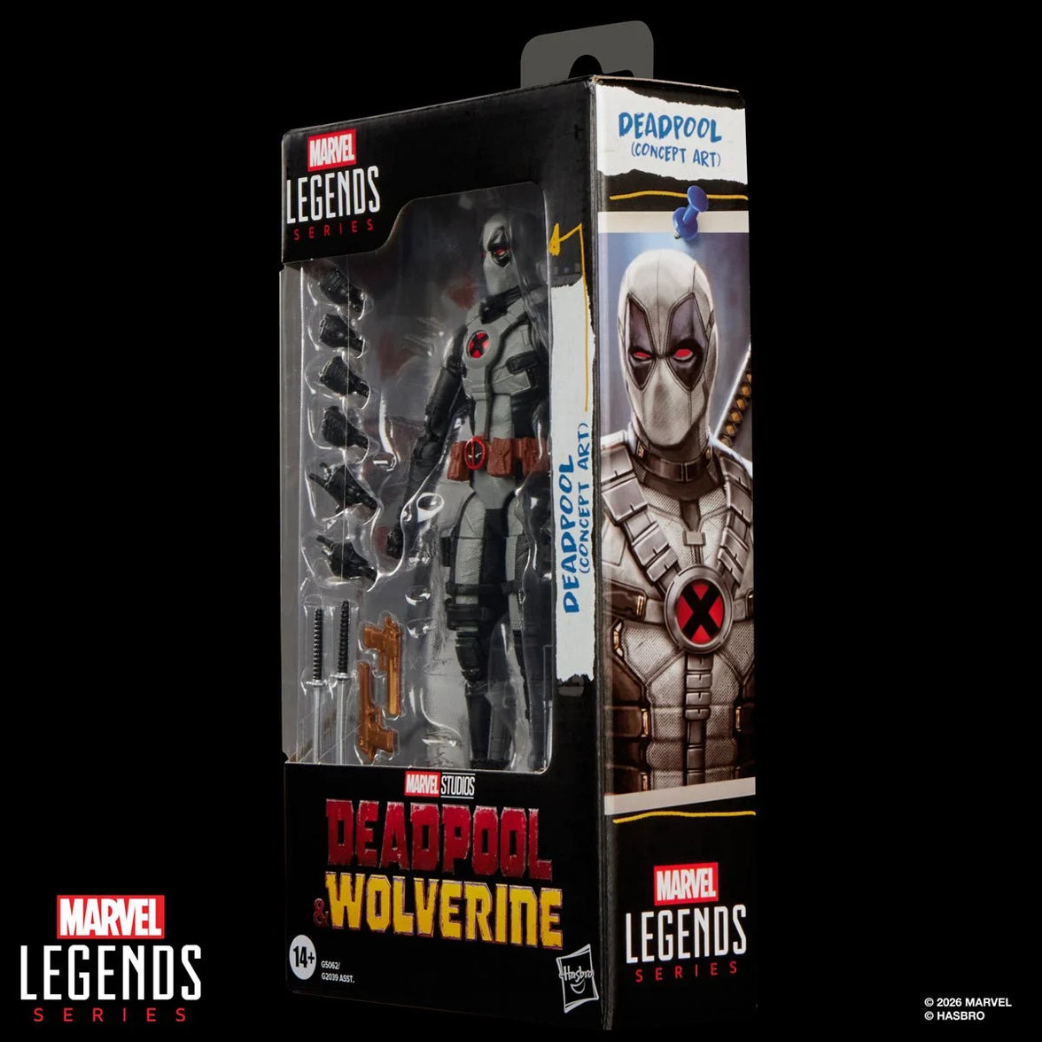 Deadpool (Concept Art) Deadpool & Wolverine Marvel Legends Series Action Figure by Hasbro 6-Inch in packaging