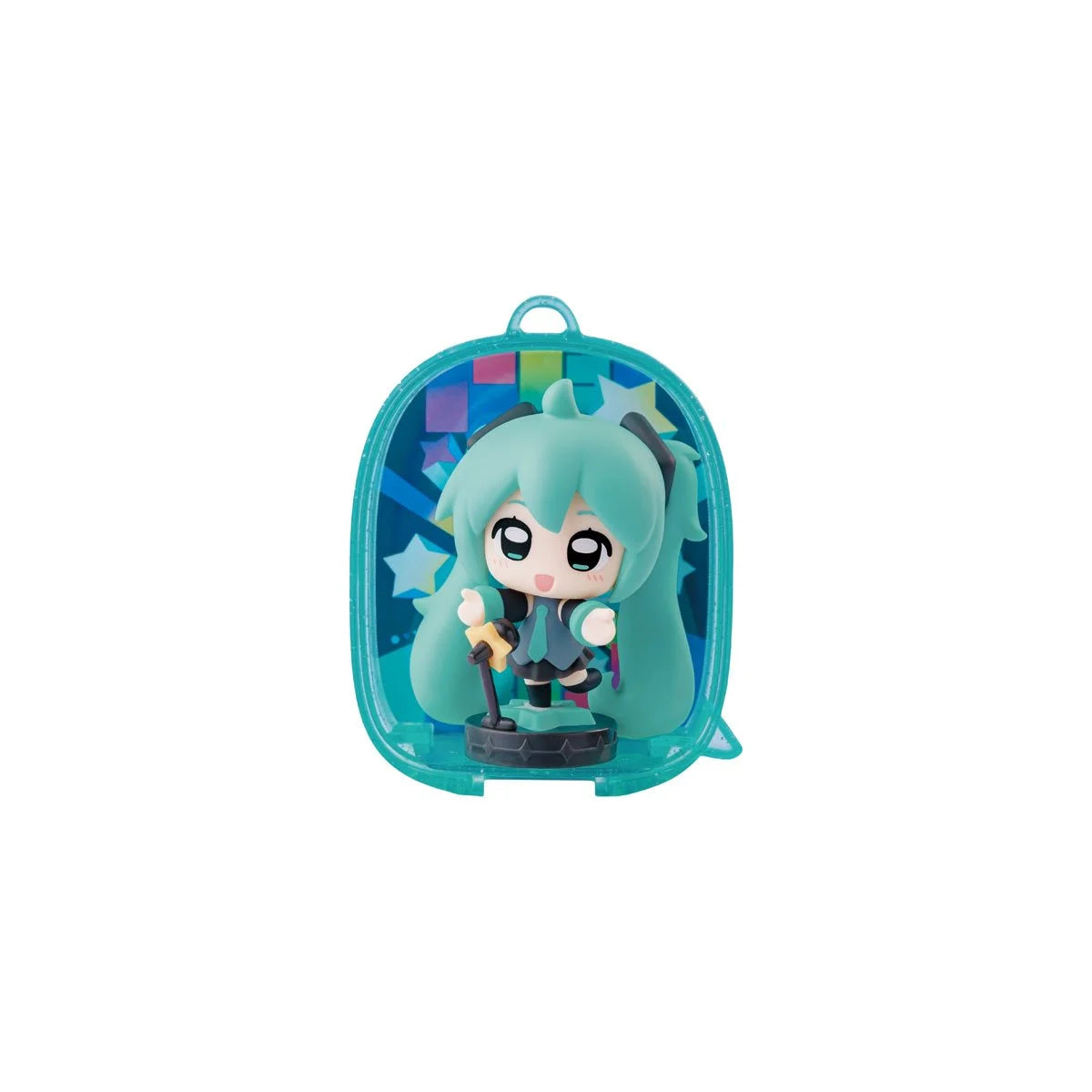 Hatsune Miku Blokees Mojipod Model Kit Diverse Music Festival Case of 6 with teal Hatsune Miku figure in display case
