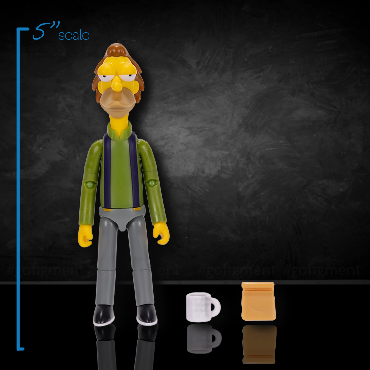 Jakks Pacific Lenny Leonard 5-inch action figure with bag and mug accessories on black background