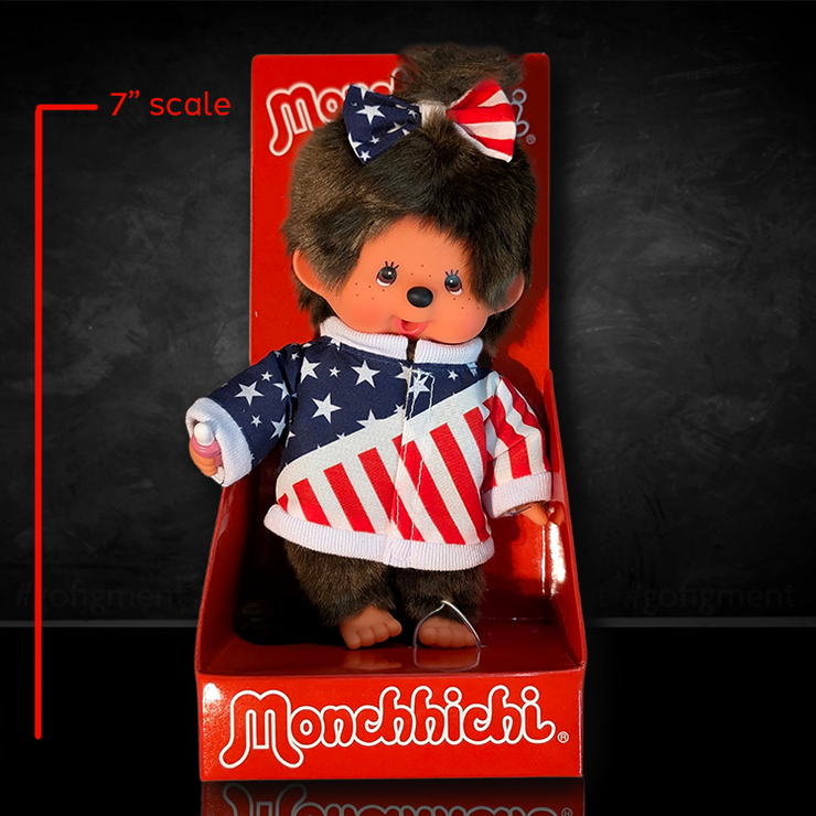 Monchhichi Patriotic 7" Plush Toy - Classic Collectible Thumb-Sucking Monkey image 0