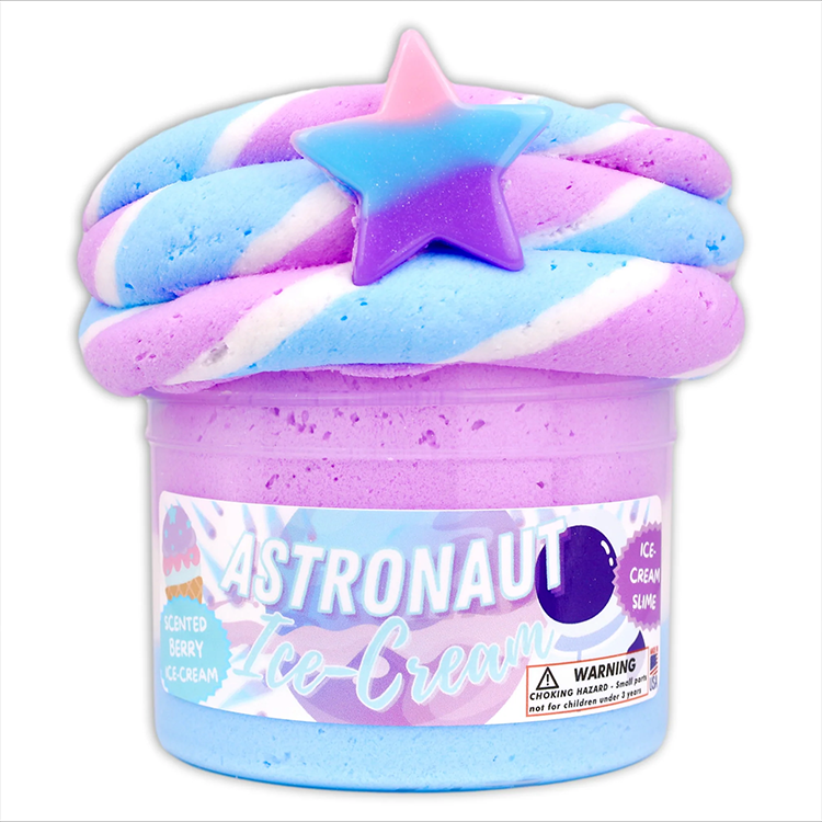 Dope Slimes Astronaut Ice-Cream slime, 8oz, berry scent, tri-colored whipped texture with star charm and cosmic sprinkles
