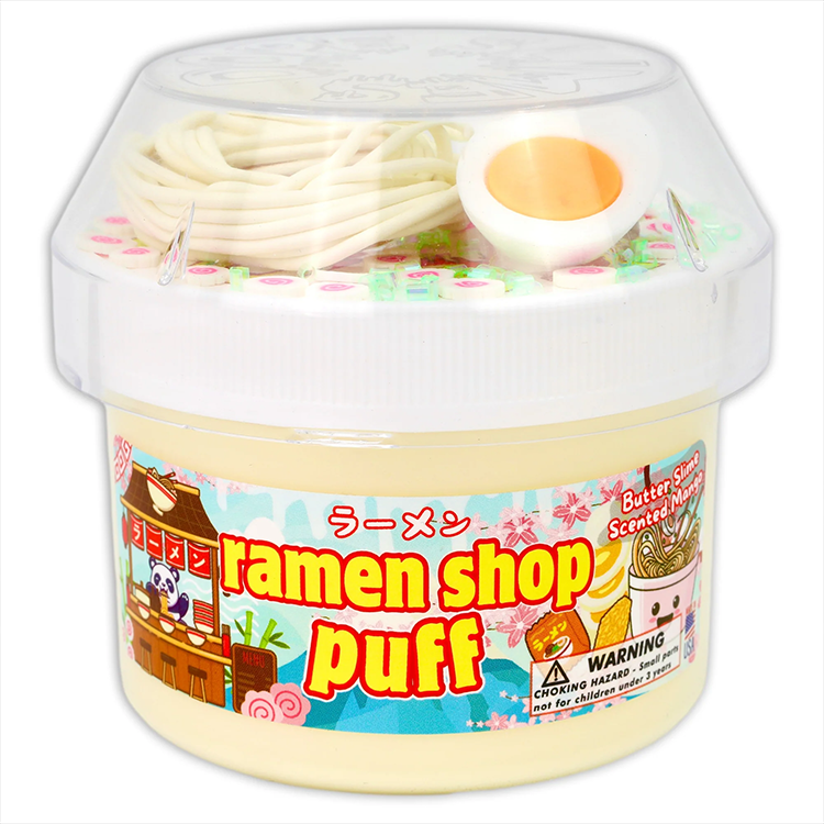 Dope Slimes Ramen Shop Puff mango scented butter slime with noodle charm and egg decoration in jar