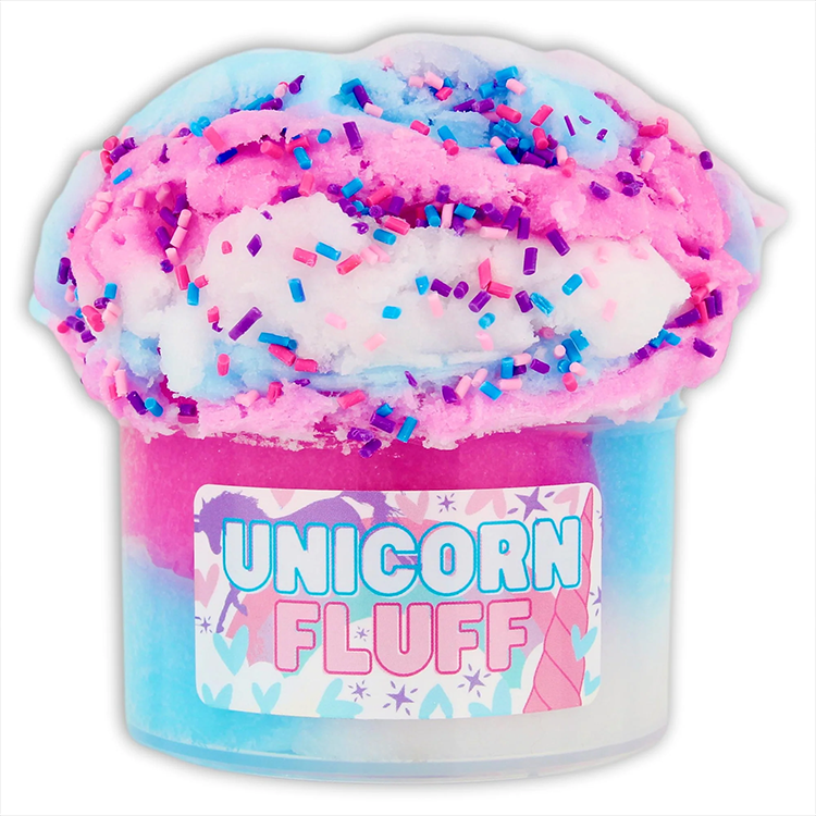 Dope Slimes Unicorn Fluff cherry candy scented tri-color cloud slime with sprinkles in 8oz container