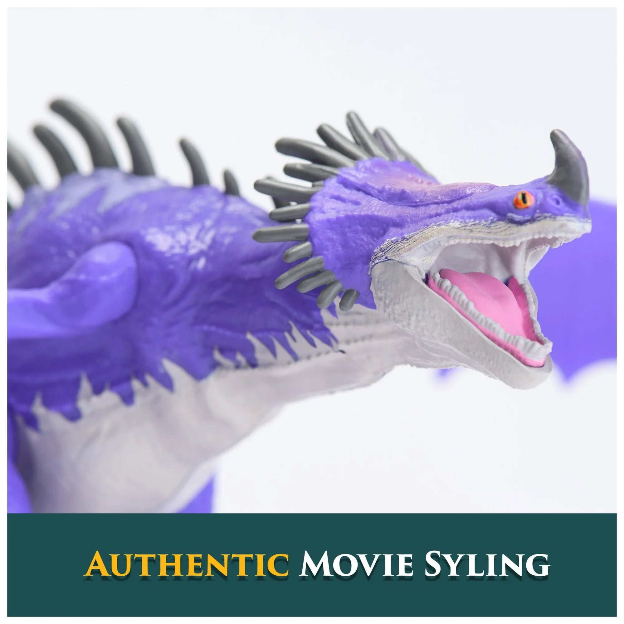 Close-up of purple Gronckle dragon action figure from Spin Master with detailed scales and open mouth pose