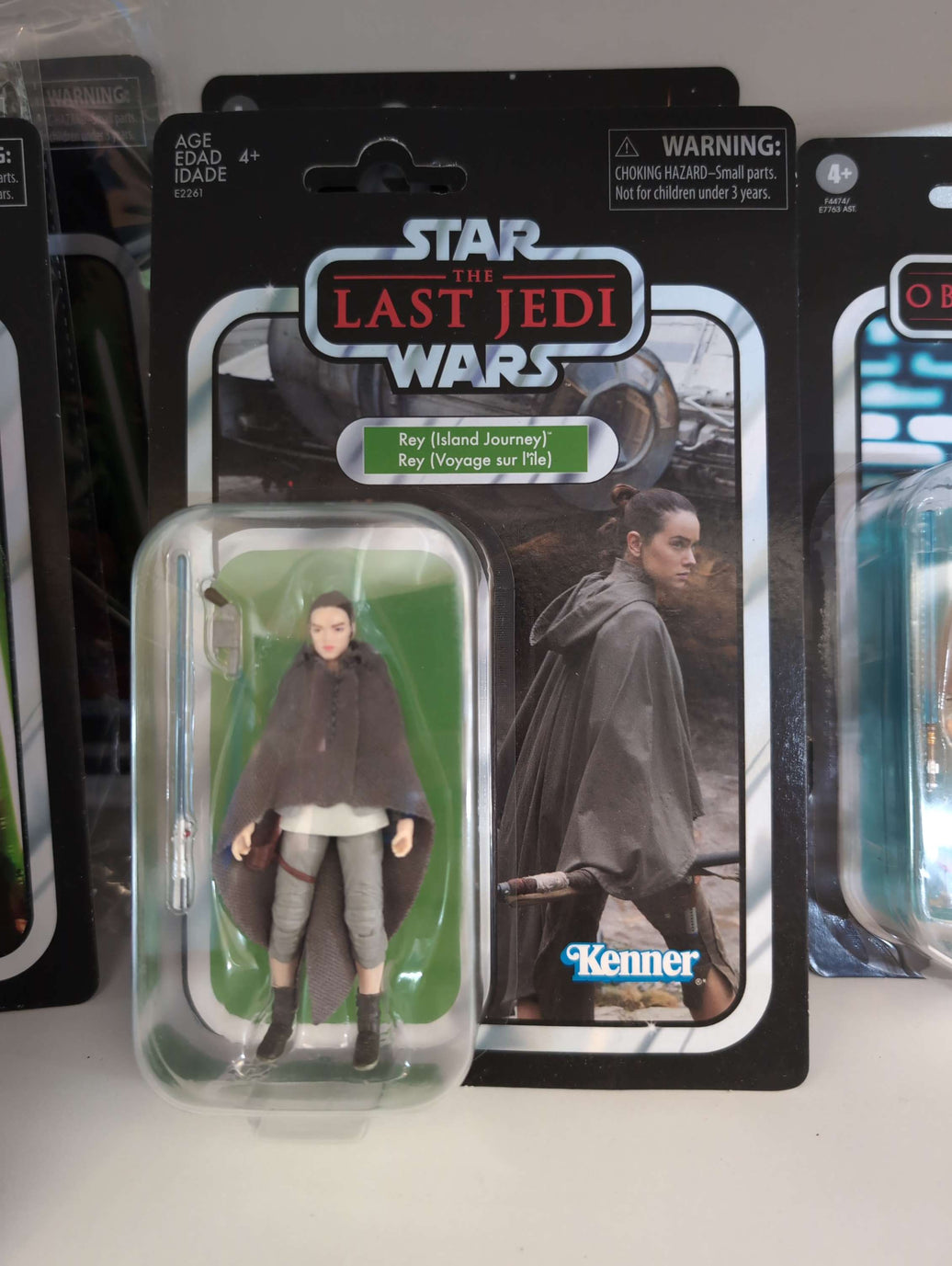 Star Wars The Vintage Collection Rey Island Journey action figure in vintage packaging by Hasbro.