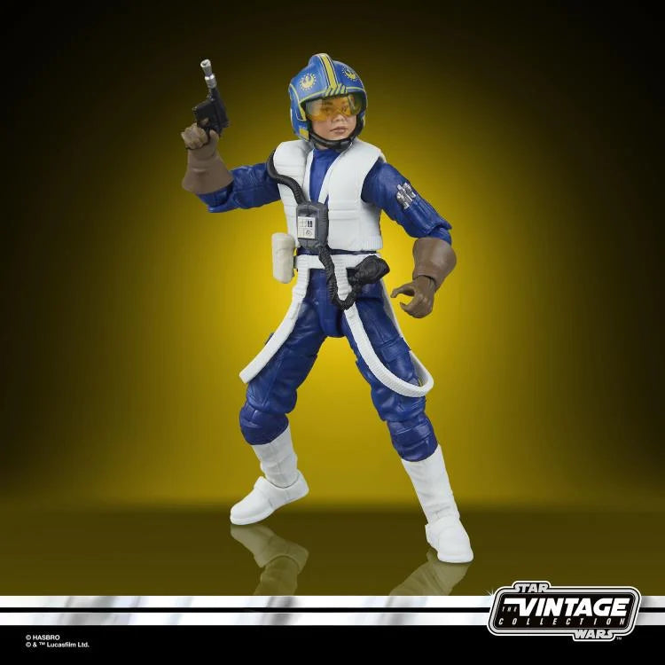 Kenner Star Wars Vintage Collection Lt. Callahan action figure in detailed New Republic pilot uniform with blaster.