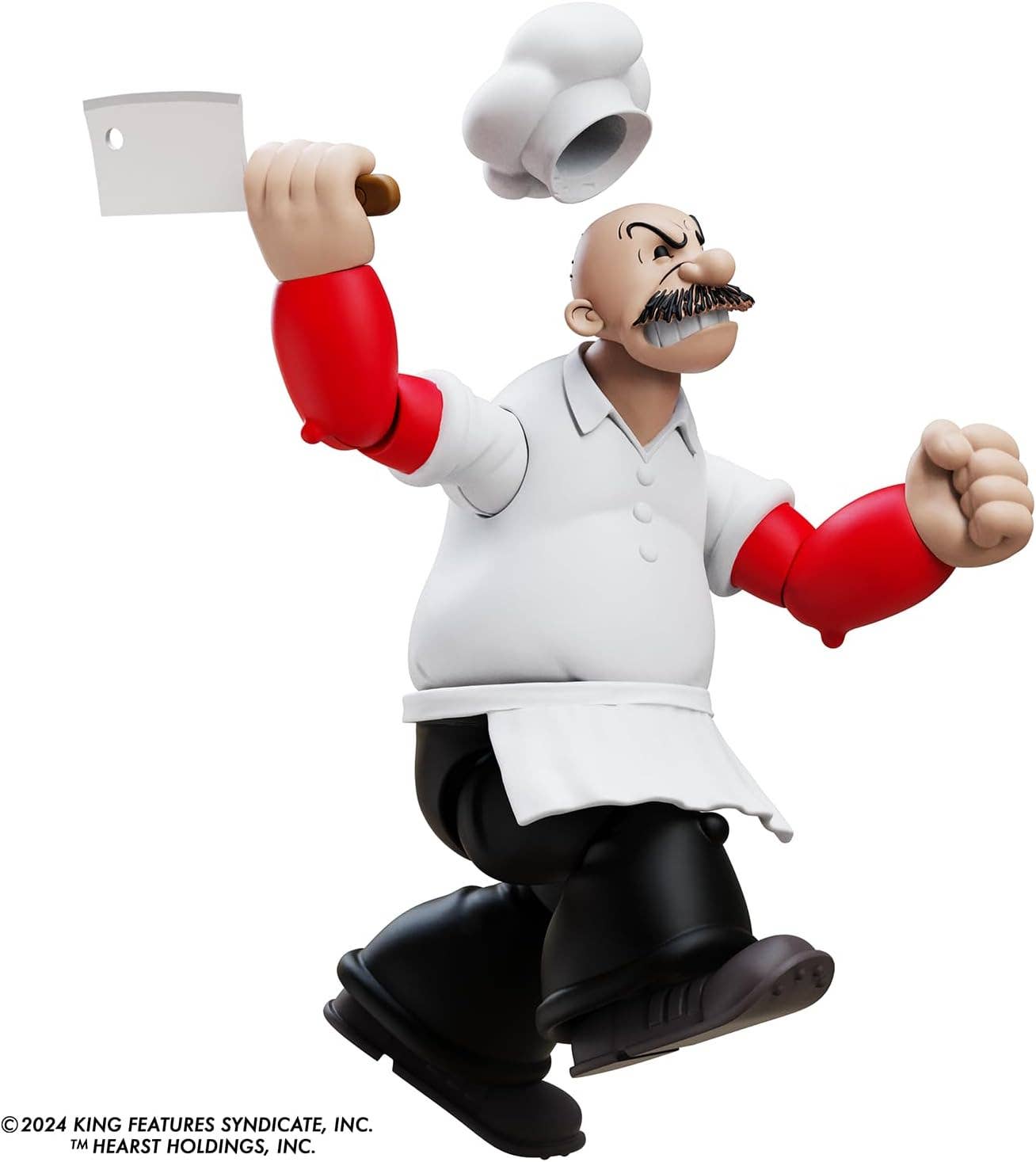 Boss Fight Studio Llc Rough-House Popeye Classics figure in chef outfit with cleaver and loose hat in action pose