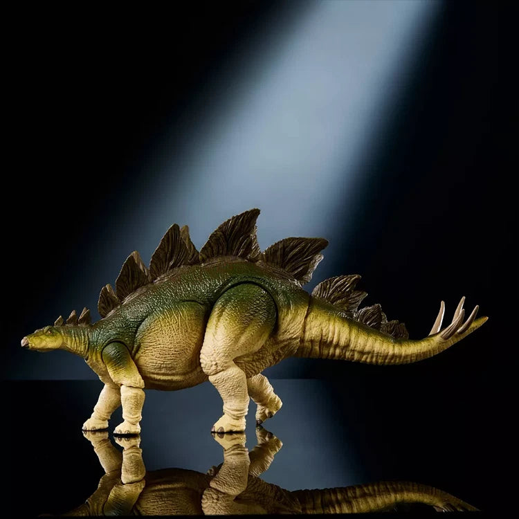 Large deluxe Stegosaurus figure from Jurassic World Hammond Collection by Mattel with posable tail and detailed plates.