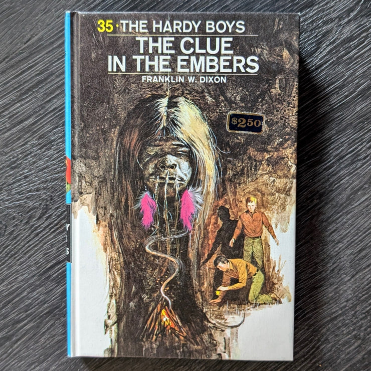 35 The Clue in the Embers (1972 YN):  Hardy Boys Book Blue-Back image 0