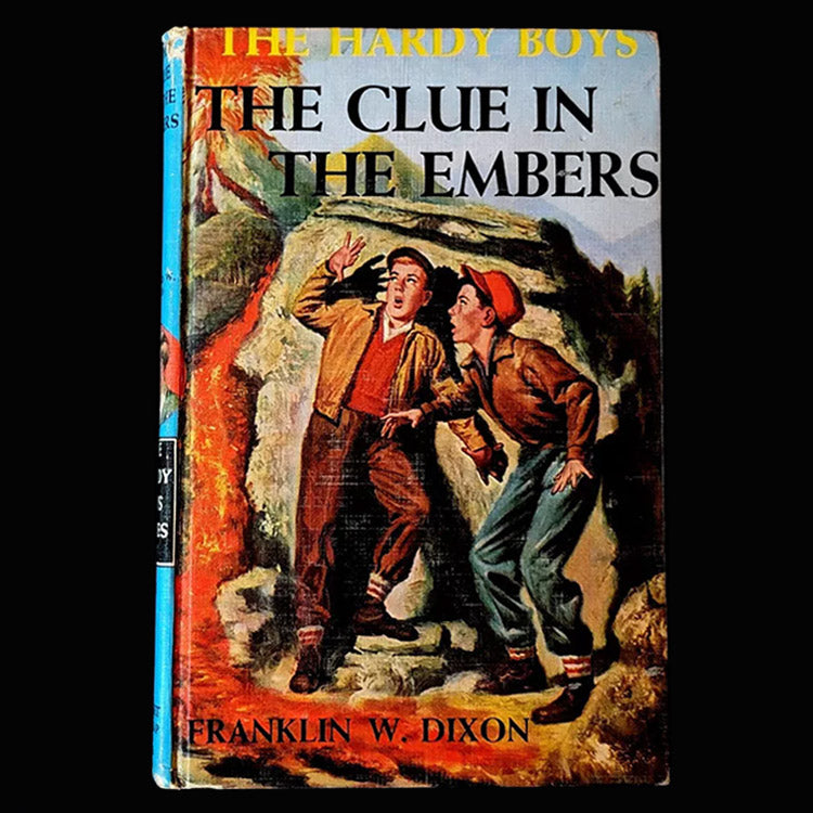 35 The Clue in the Embers (1955-BE):  Vintage Hardy Boys Book Blue-Back image 0