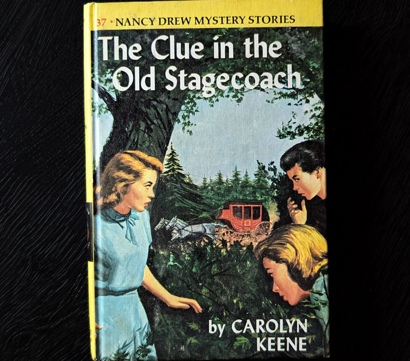 37 The Clue in the Old Stagecoach Nancy Drew Book -1960-Yellow Bar image 0