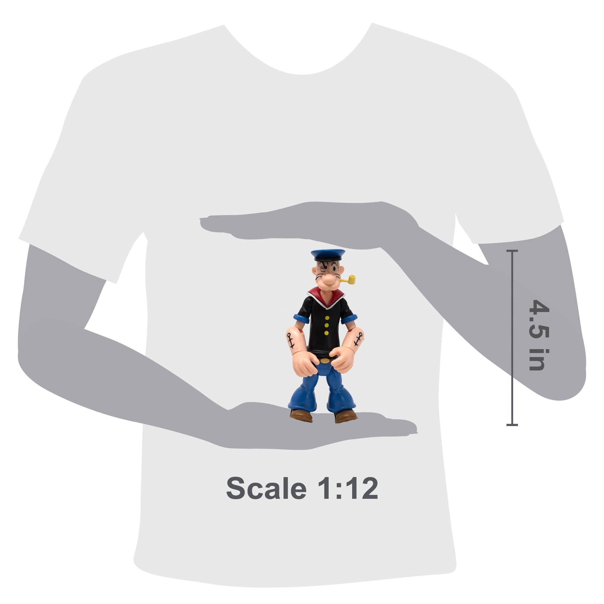 Boss Fight Studio Llc Popeye first appearance figure in black shirt blue pants with pipe and sailor hat 4.5 inch scale