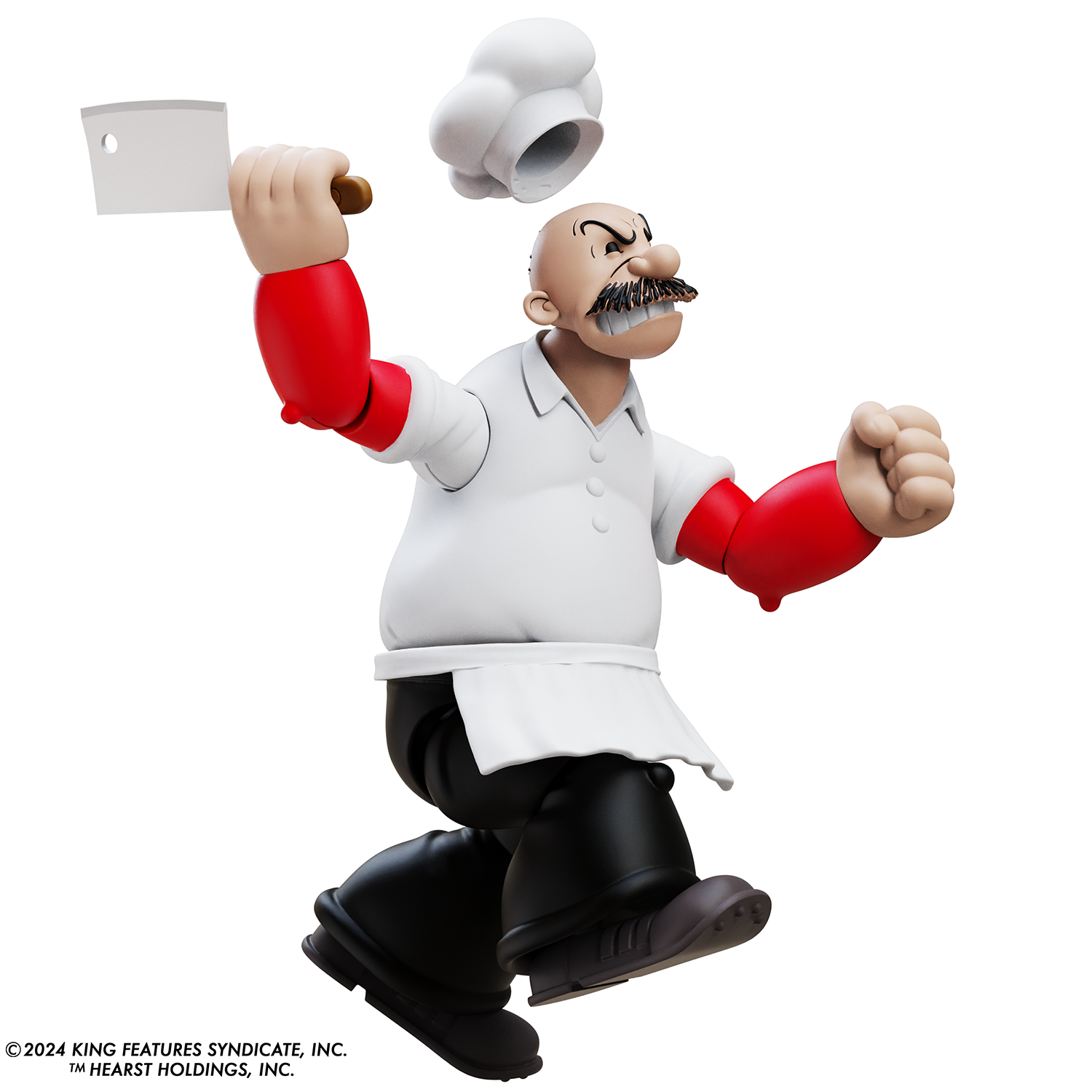 Boss Fight Studio Llc Rough-House Popeye Classics figure in white chef outfit with raised cleaver in dynamic pose