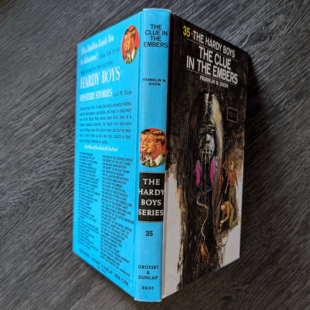 35 The Clue in the Embers (1972):  Hardy Boys Book Blue-Back image 1