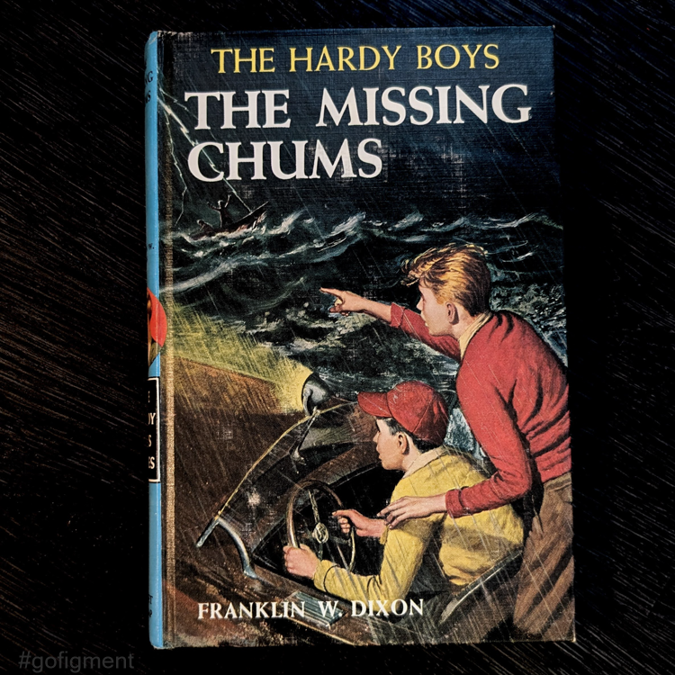 04 The Missing Chums (1962):  Vintage Hardy Boys Book Blue-Back image 0
