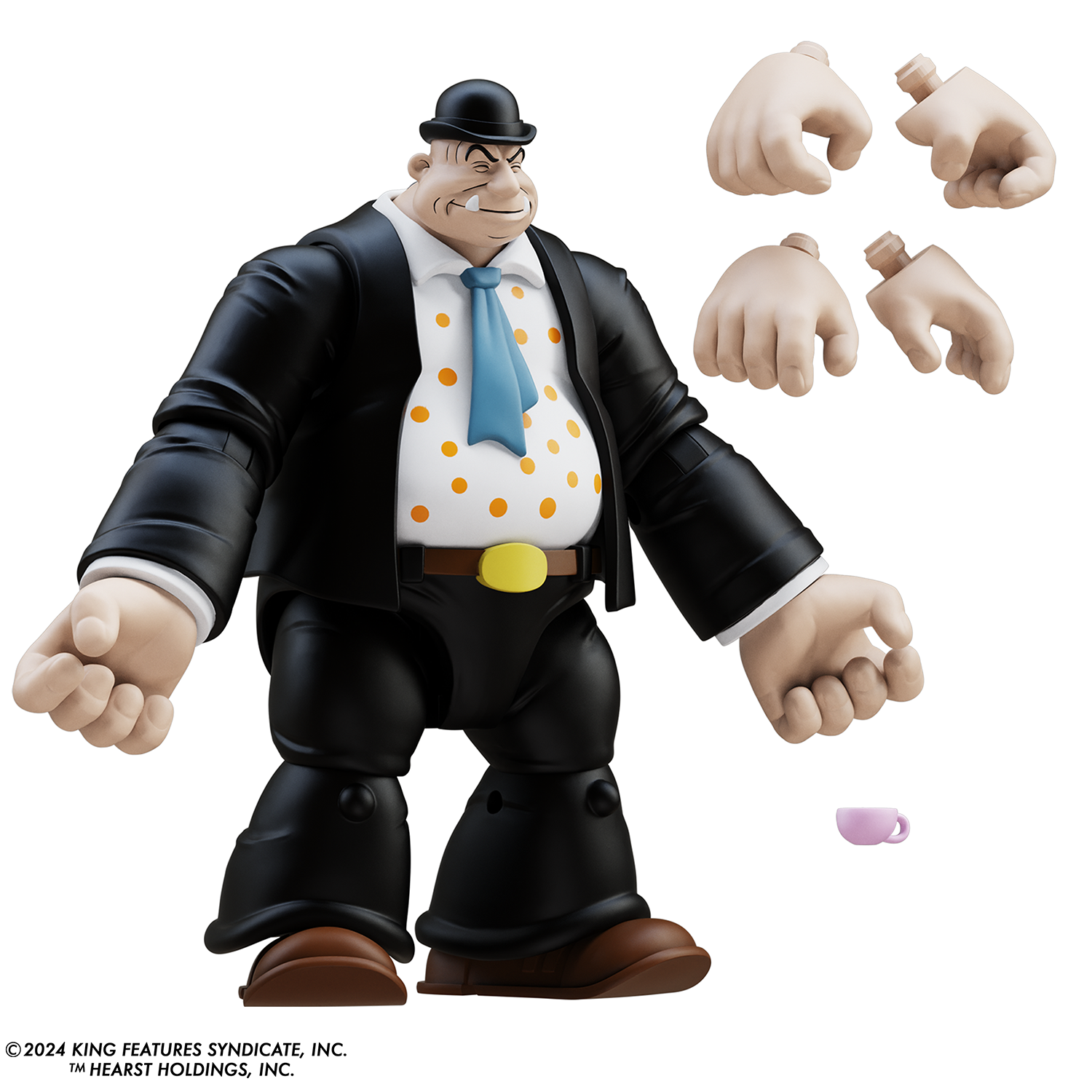 Boss Fight Studio Llc Toar action figure with black suit, blue tie, bowler hat, multiple hands, and pink teacup accessory