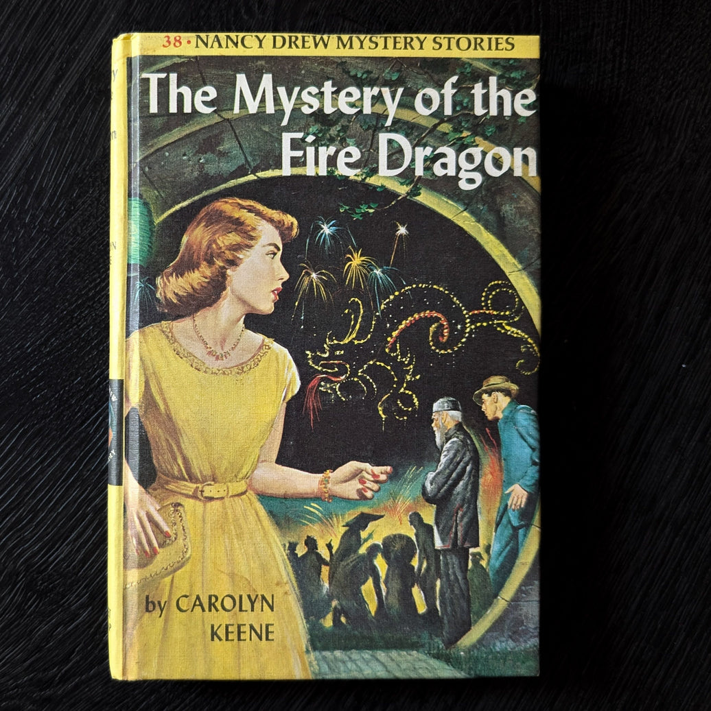 38 The Mystery of the Fire Dragon Yellow Bar Nancy Drew Mystery Books -1961-YB image 0
