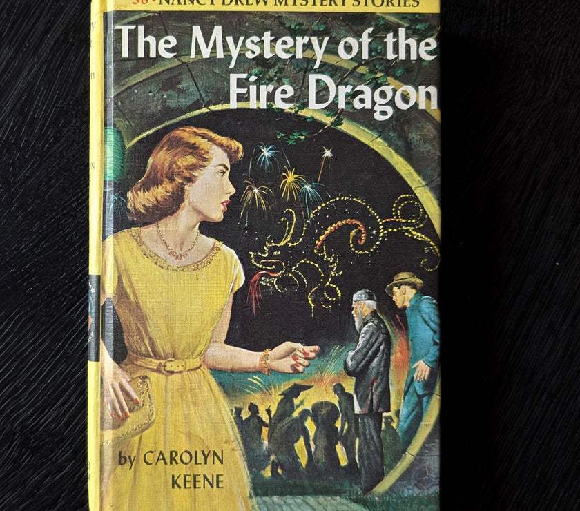 38 The Mystery of the Fire Dragon Yellow Bar Nancy Drew Mystery Books -1961-YB image 0