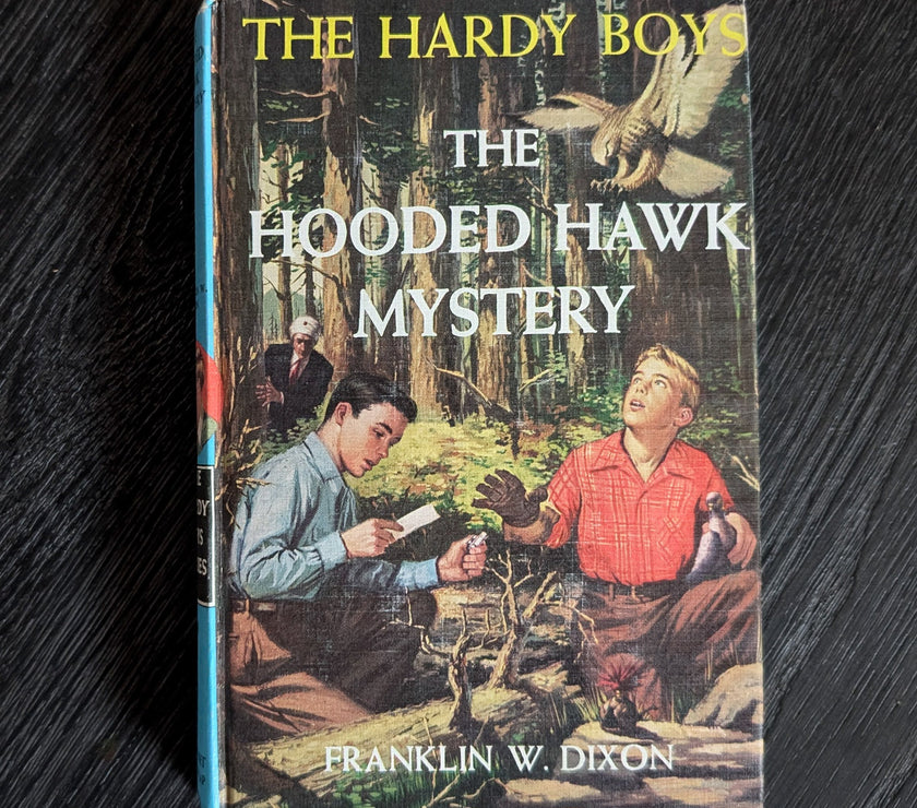 34 The Hooded Hawk Mystery (1954):  Hardy Boys Book (Brown) Blue-Back image 0