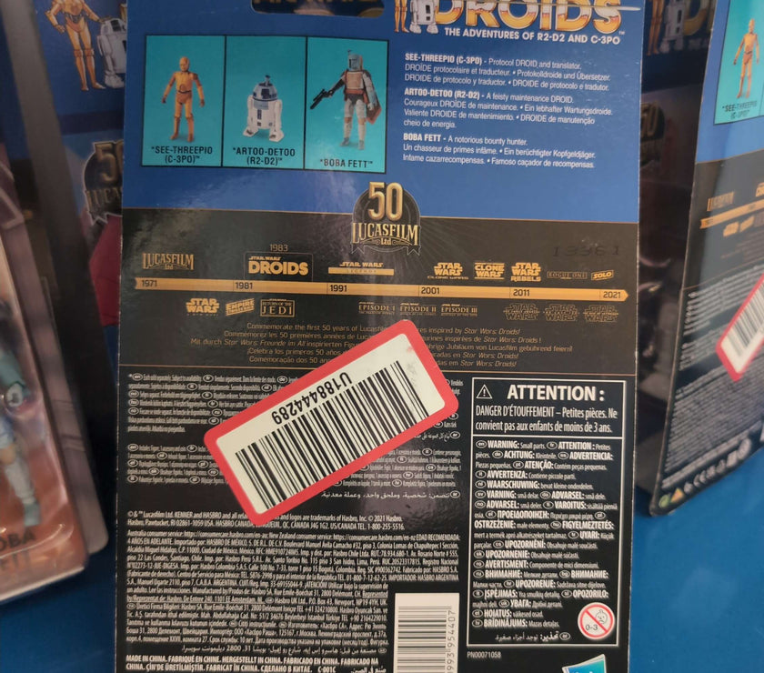 Artoo-Detoo R2-D2 Droids Action Figure vintage packaging with Star Wars Droids details Hasbro
