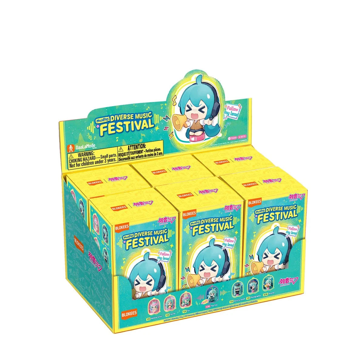 Hatsune Miku Blokees Mojipod Model Kit Diverse Music Festival Case of 6 display box
