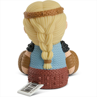 Back view of Astrid 252 action figure by Handmade by Robots with detailed braided blonde hair and textured clothing