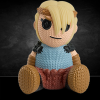 Handmade by Robots Astrid 252 action figure with blonde hair, blue tunic, and detailed knitted texture