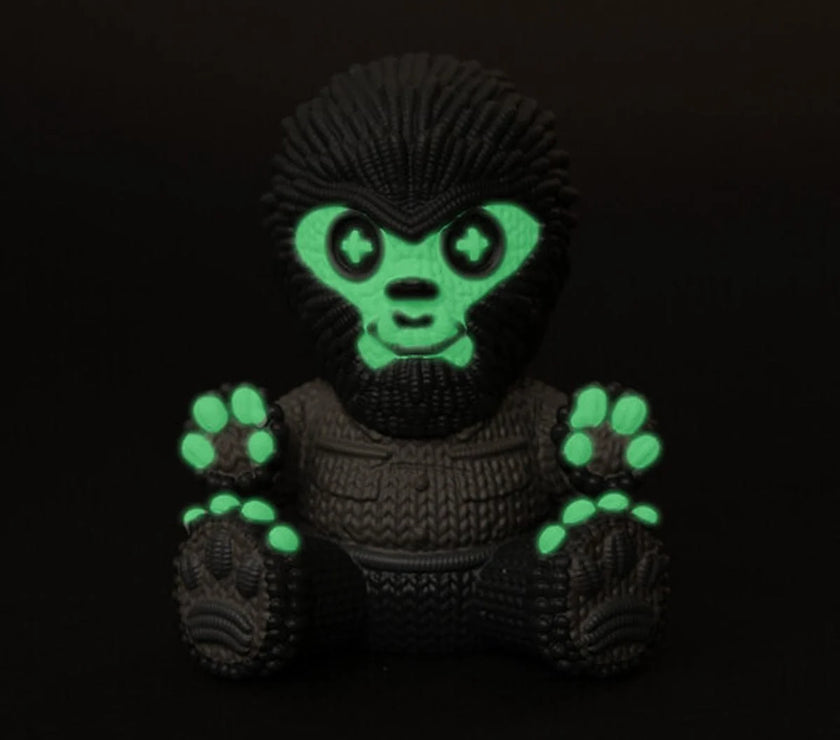 Glow in the Dark Vinyl Figures 4 pack Handmade by Robots black textured gorilla action figure with glowing green face and paws
