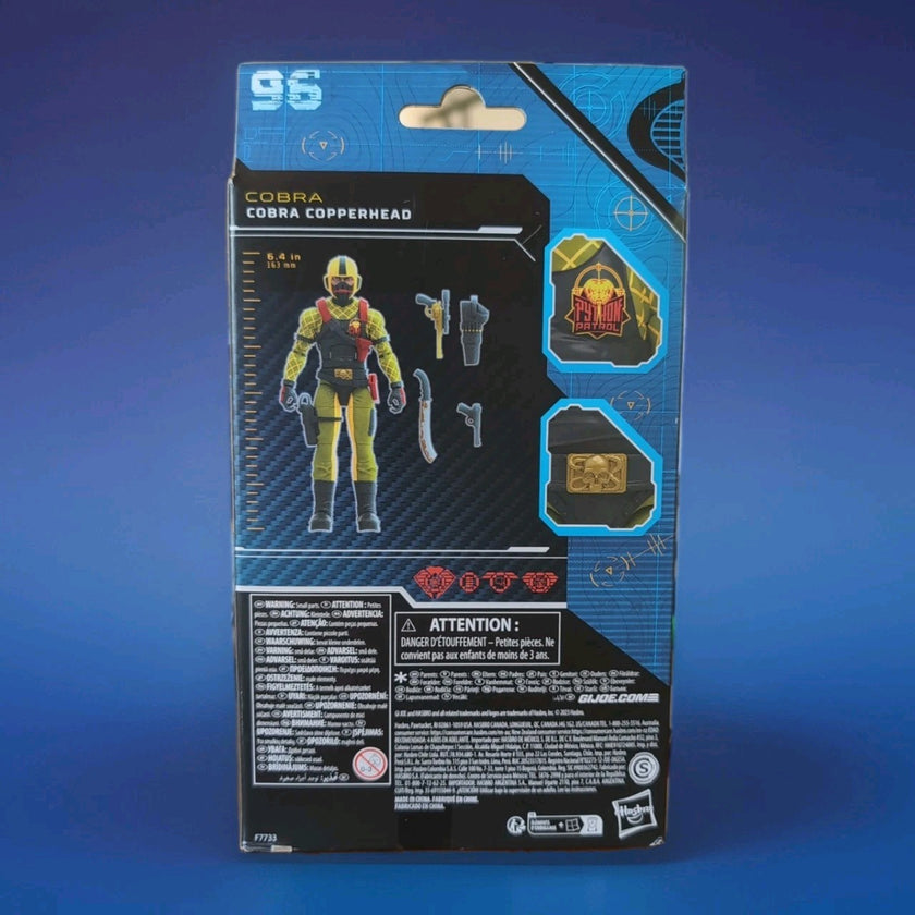 G.I. Joe Classified Cobra Copperhead action figure packaging by Hasbro with accessories and detailed design