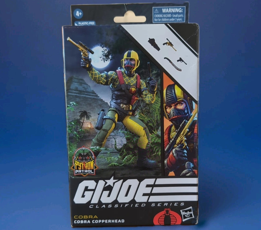 Hasbro G.I. Joe Classified Cobra Copperhead action figure in detailed packaging with accessories