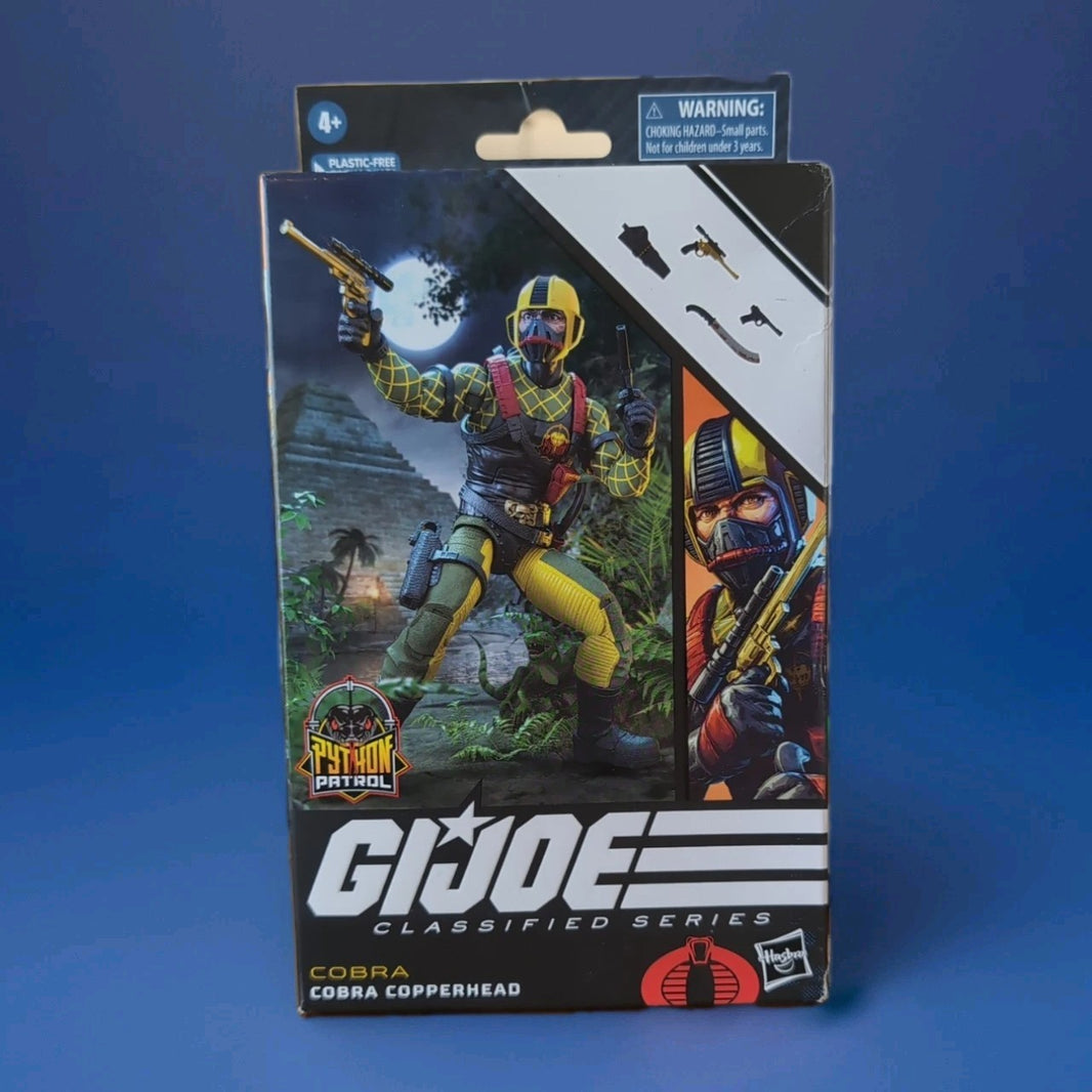 Hasbro G.I. Joe Classified Cobra Copperhead action figure in detailed packaging with accessories