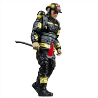 Hasbro GI Joe Classified Series firefighter figure in black gear holding red axe and fire hose