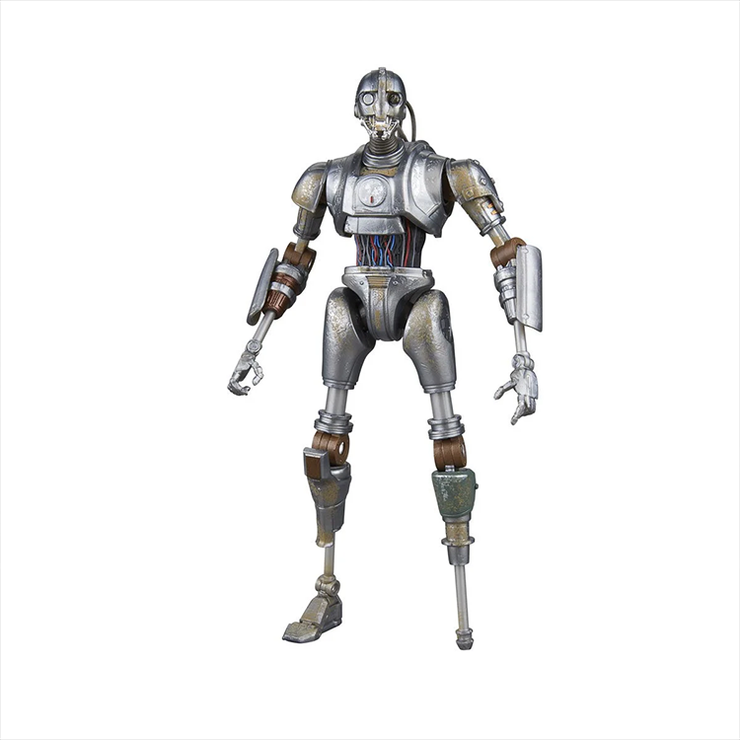 Hasbro Star Wars Black Series SM-33 action figure detailed robot with articulated limbs and weathered metallic finish