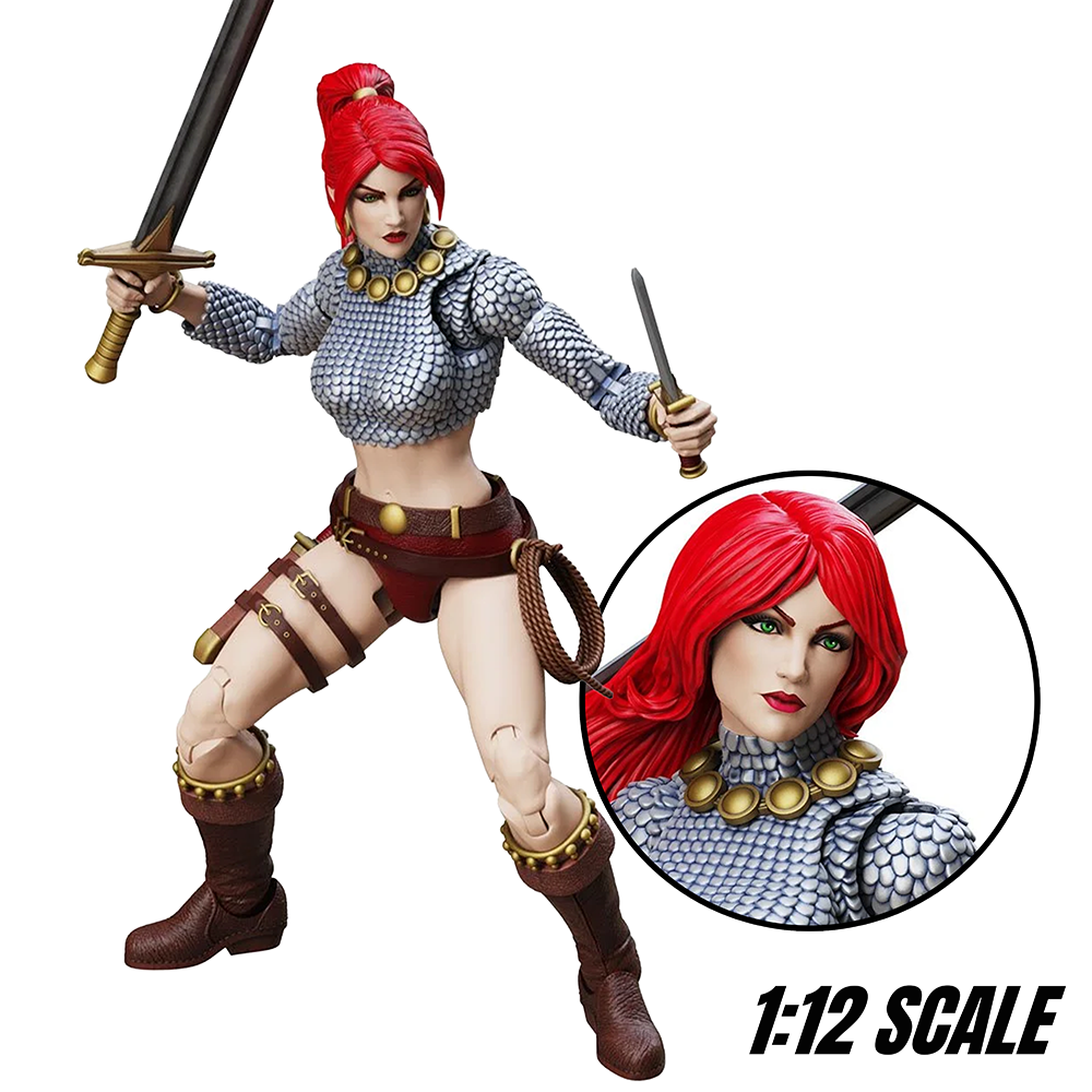 Immortal Red Sonja 6" Boss Fight Studio Action Figure Epic HACKS, red haired warrior with swords