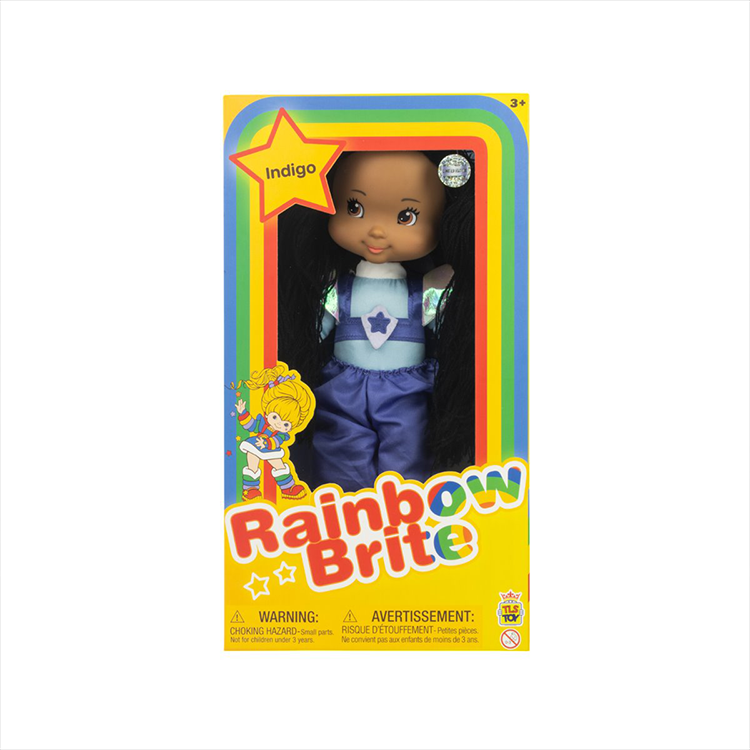 Rainbow Brite Indigo 12-inch collectible doll by The Loyal Subjects in colorful retro packaging for ages 3 and up