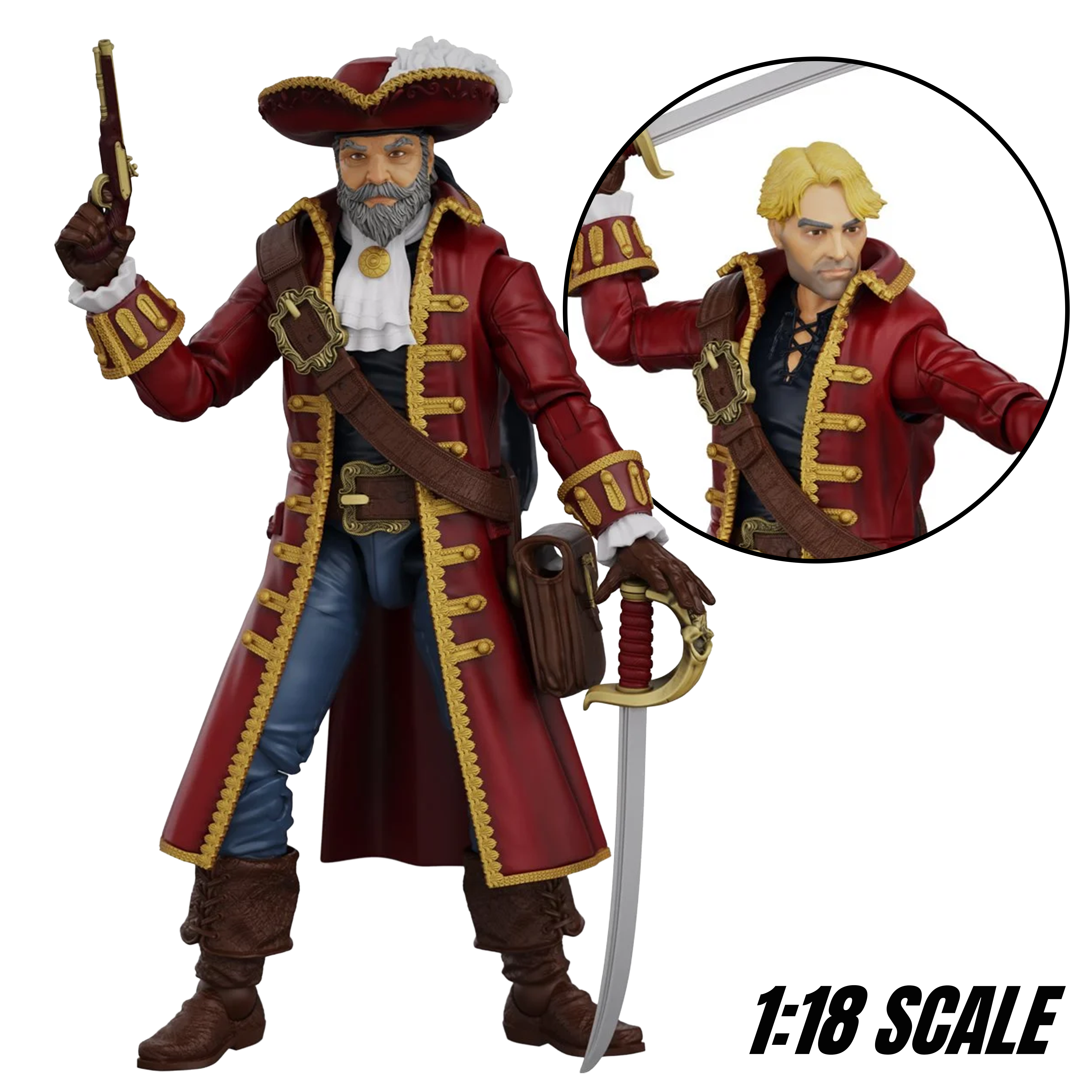 John Bradford 4" Boss Fight Studio Action Figure Hero HACKS Articulated pirate with sword and pistol