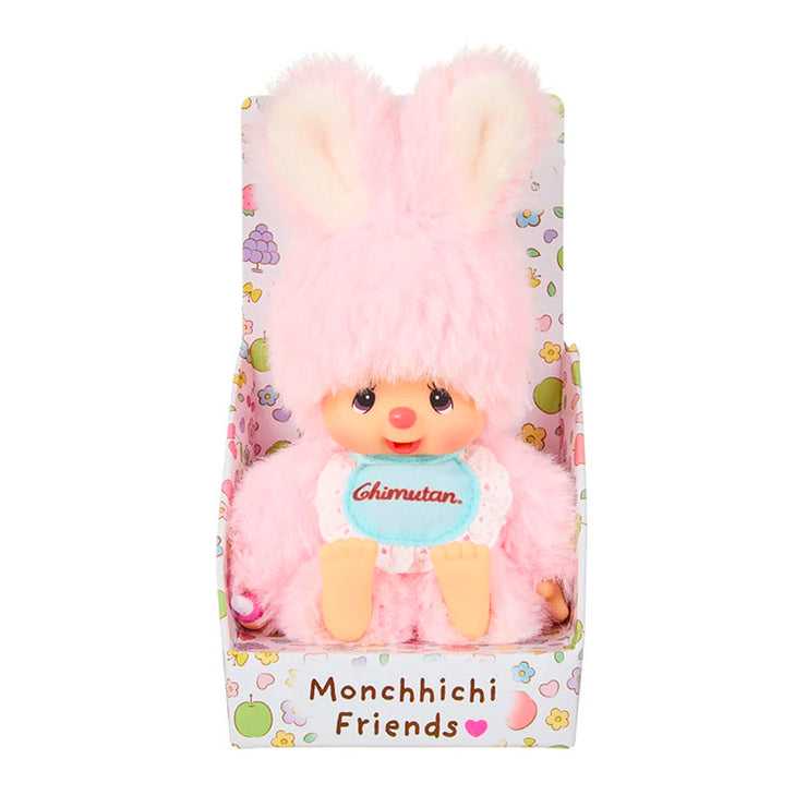 Sekiguchi Monchhichi Chimutan Plush 4.75 inch pastel pink bunny outfit soft collectible toy