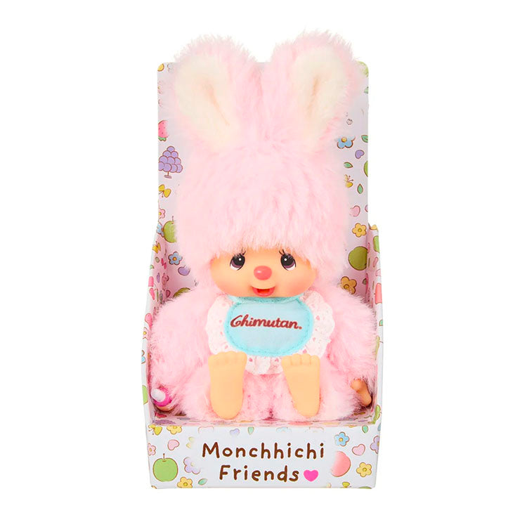 Sekiguchi Monchhichi Chimutan Plush 4.75 inch pastel pink bunny outfit soft collectible toy