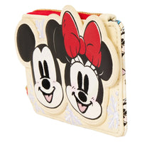 Mickey Mouse 3 in. Loungefly Wallets Mickey Mouse and Friends Holiday Snow with Mickey and Minnie snowflake design