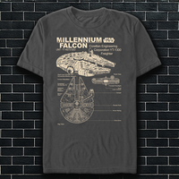 An image of a  Star Wars Millennium Falcon Corellian Freighter Unisex Charcoal t-Shirt