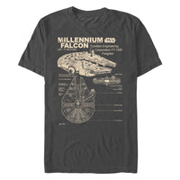 An image of a  Star Wars Millennium Falcon Corellian Freighter Unisex Charcoal t-Shirt