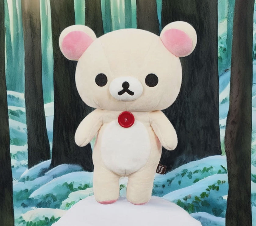 Korilakkuma Original 13.5" with Iconic Red Button Medium Plush | Classic Series - Yellow Tag