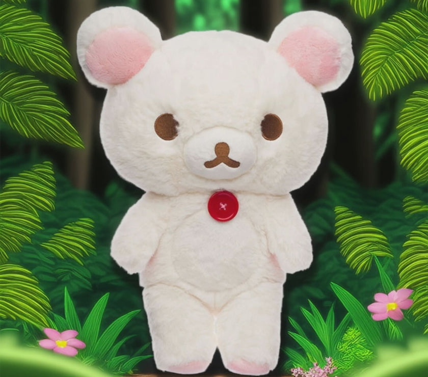 Korilakkuma Original 13.5" with Iconic Red Button Medium Plush | Sherbet Series - Pink Tag