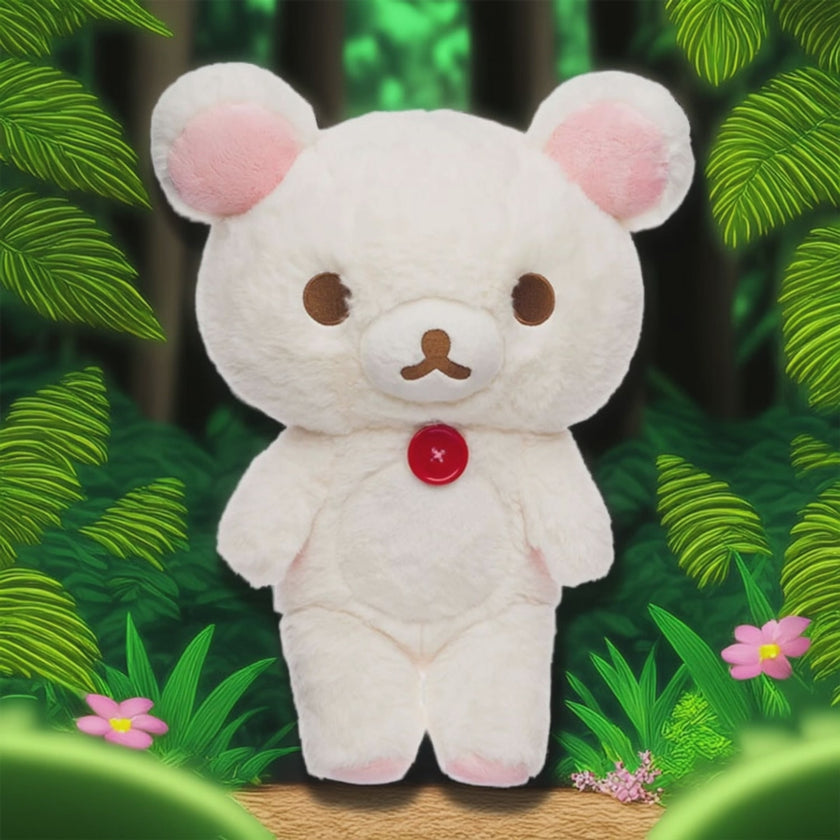 Korilakkuma Original 13.5" with Iconic Red Button Medium Plush | Sherbet Series - Pink Tag